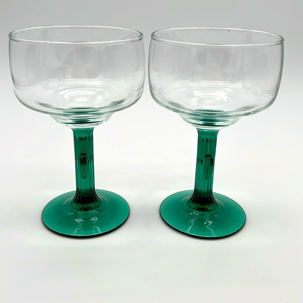 Retro Libbey Cactus Margarita Glasses, Green Stem and Base 16 Ounce (Set of 2) - Picture 2 of 9